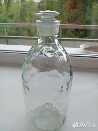 Бутылка с притертой пробкой 2 л стекло ссср/винтаж