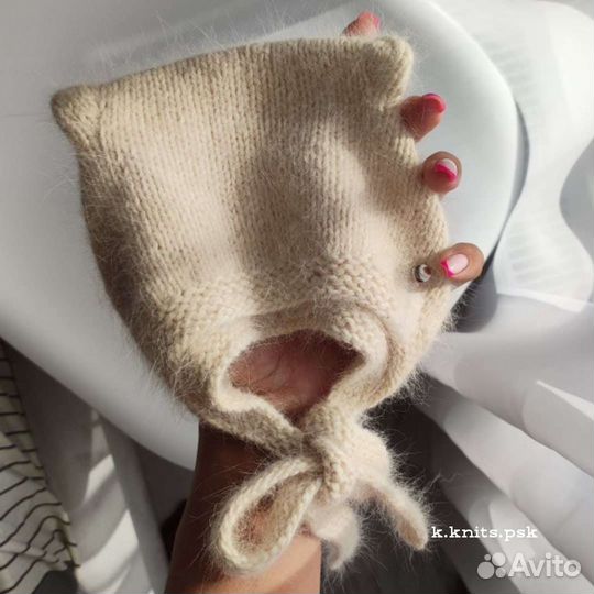 Детская шапочка пушистая с ушками котёнка