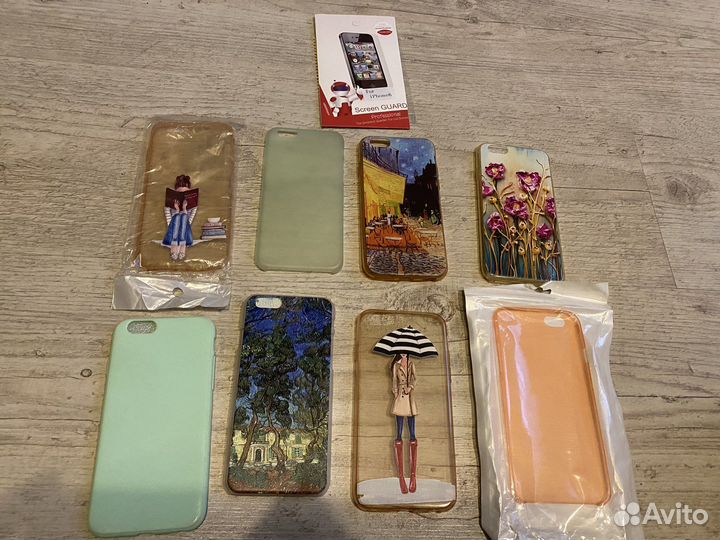 Чехлы (8шт) + защитное стекло на iPhone 6