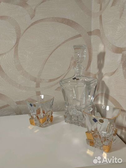 Штоф + стаканы хрусталь. Богемия, подарочный набор