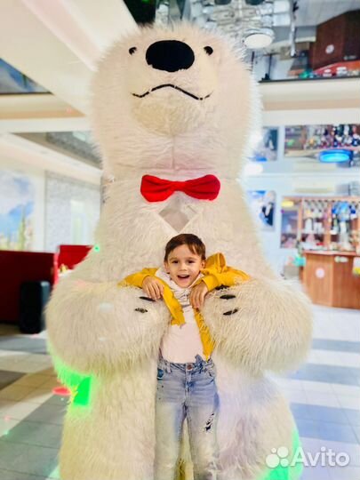 Белый мишка поздравление Ростовой медведь аниматор