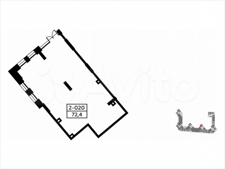 Аренда, торговое помещение площадью 73.1 кв.м