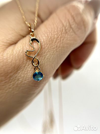 Цепочка с подвеской с цирконом 4 расцветки