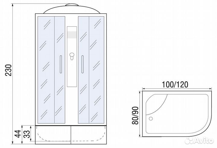 Душевая кабина River desna XL 120/90/44 MT R new