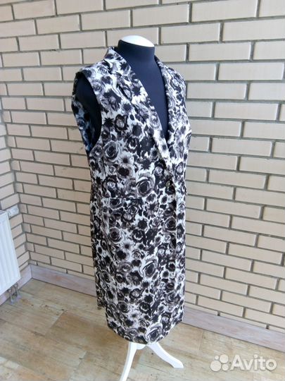 Жилет длинный из х/б джинсы с розами