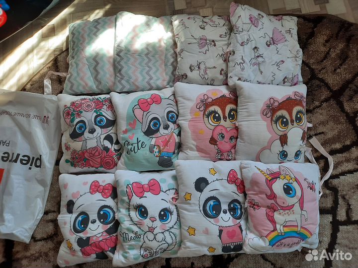 Бортики в кроватку 12 подушек