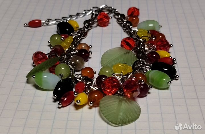Браслет чешское стекло и натуральные камни