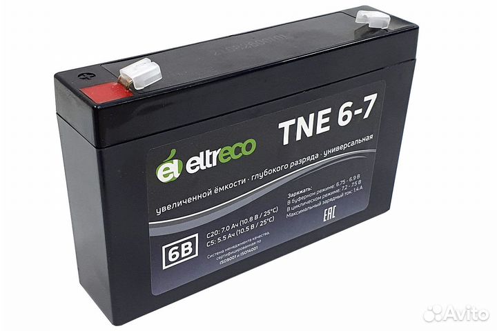 Тяговый аккумулятор Eltreco TNE6-7 6в 7а/ч