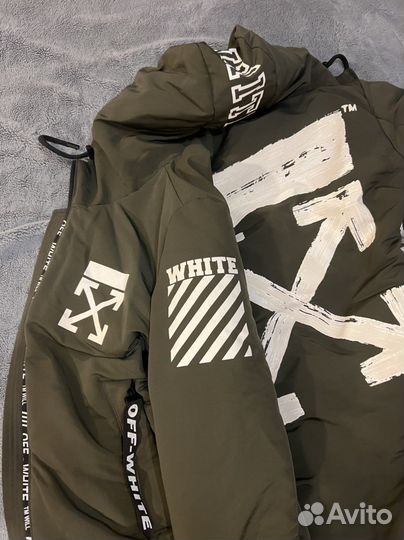 Куртка Off White унисекс M парка зимняя оливковая