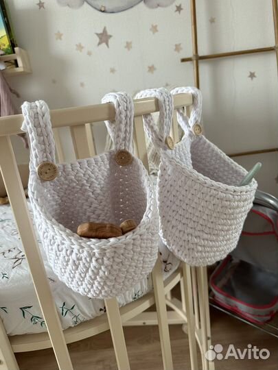 Вязаная корзина органайзер на кроватку В наличие