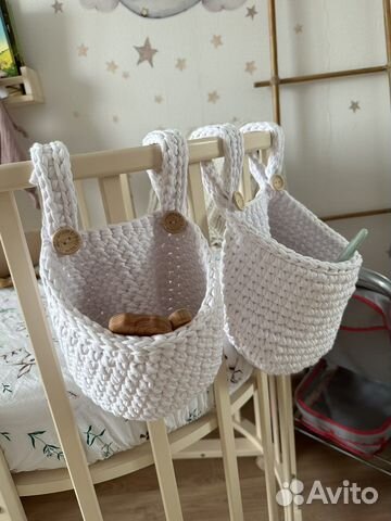 Вязаная корзина органайзер на кроватку В наличие
