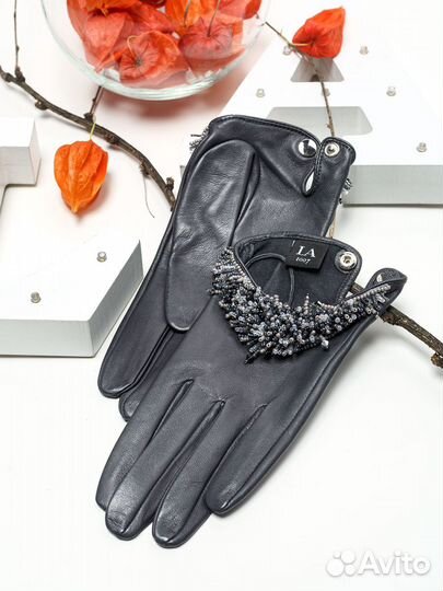 Кожаные перчатки Кассия-ежи