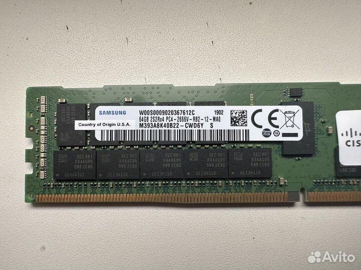 Оперативная память Samsung DDR4 64GB ECC REG 2666