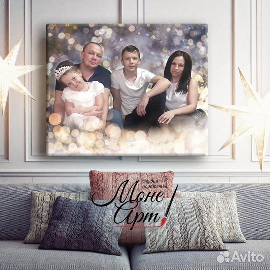 Портрет по фотографии на холсте