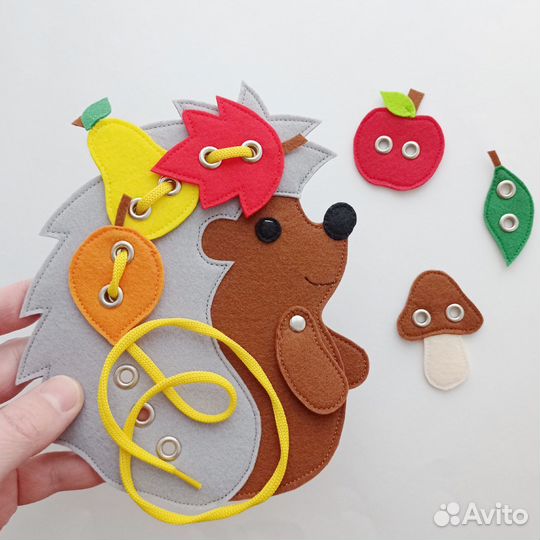 Игрушка шнуровка Ежик для детей 1-5 лет
