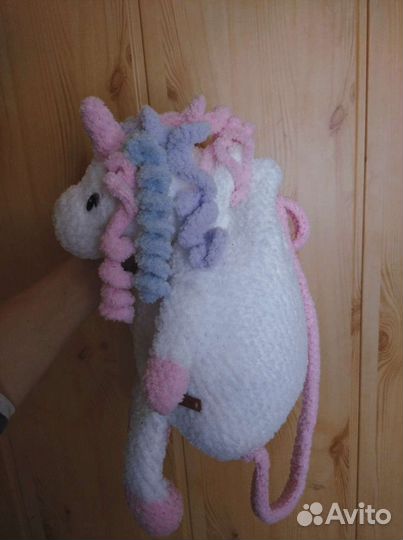 Плюшевый рюкзак единорожка, ручная работа