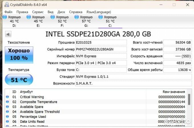 Intel optane 900p 280Gb