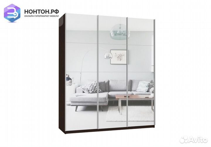 Шкаф-купе 3-х створчатый с зеркалом Прайм венге