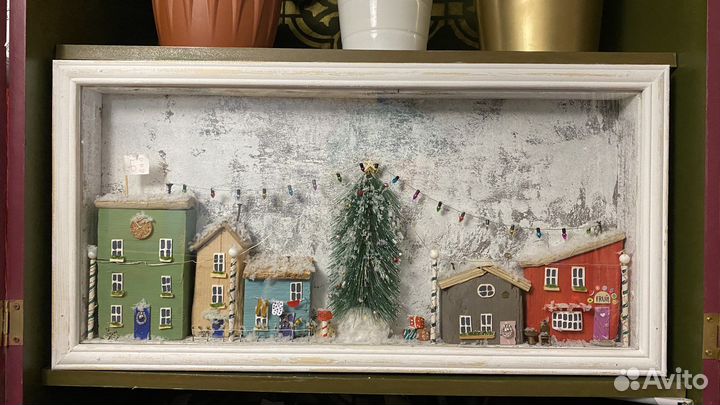 Картина ночник дрифтвуд диорама зима