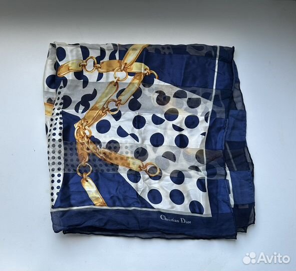 Christian Dior шелковый платок винтаж синий