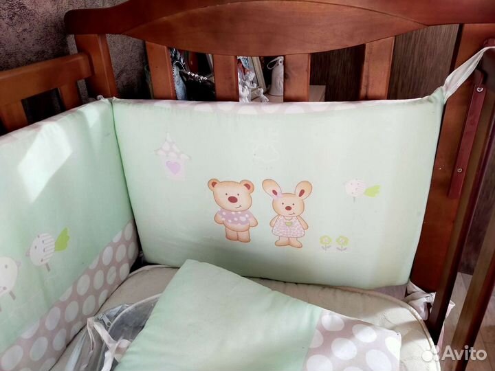 Бортик в кроватку+ постельное белье