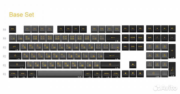 Кейкапы Akko PBT ASA Profile Black & Gold JP