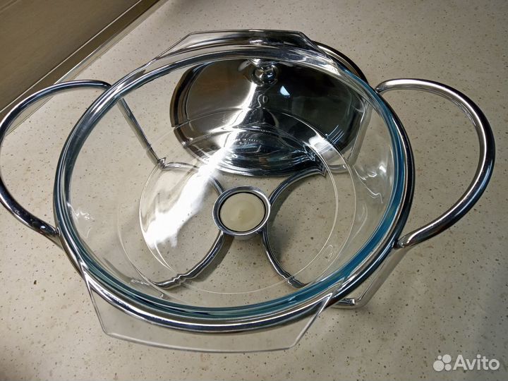 Блюдо стеклянное с подогревом