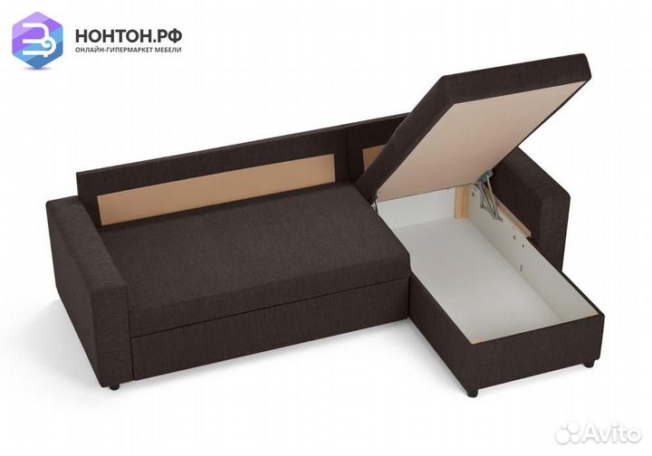 Диван угловой дельфин Торонто кофейный
