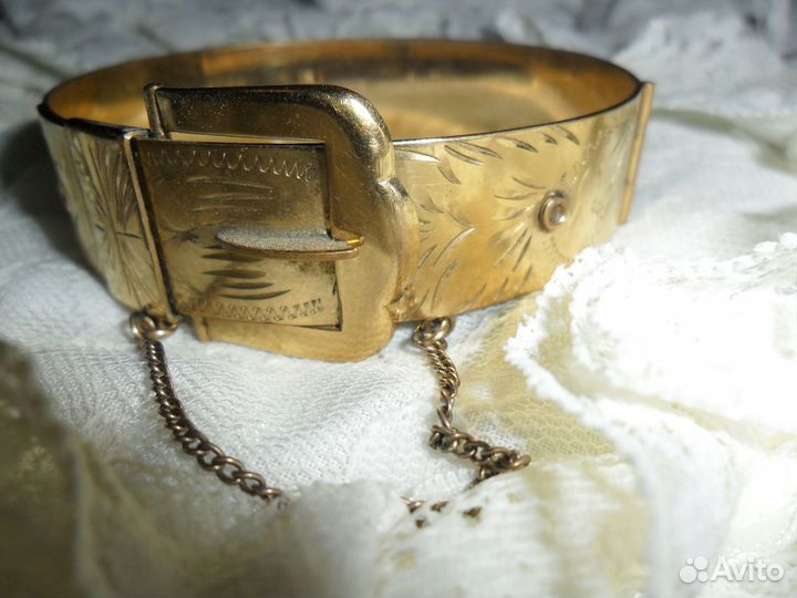 Редчайший Винтажный Золотой Браслет-Манжета