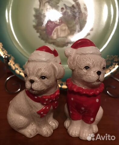 Фарфоровый набор для соли перца Мопсы