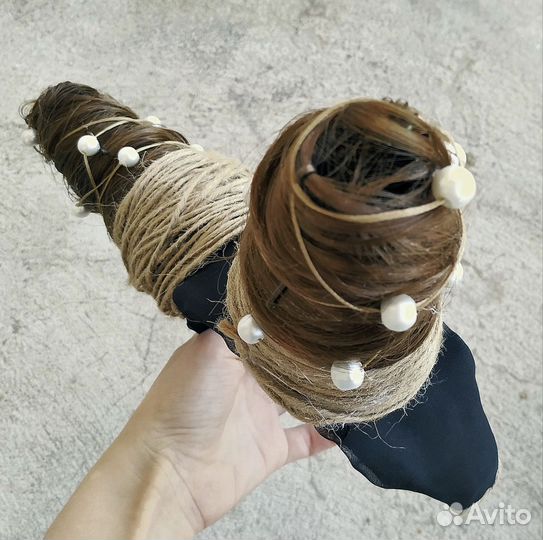 Ободок рога из волос