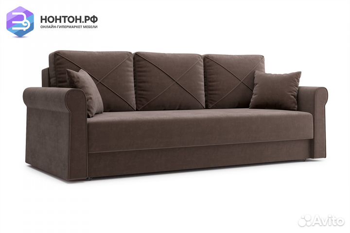 Диван еврокнижка Лира 3-х местный коричневый