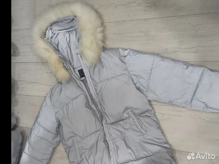 Пуховик из светоотражающей ткани