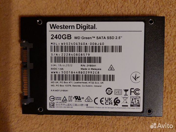 Внутренний жесткий диск western digital 240гб