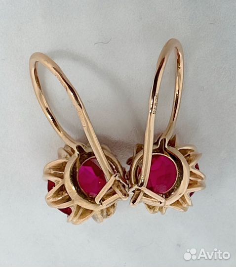 Серьги кувшинки золотые СССР 583 проба