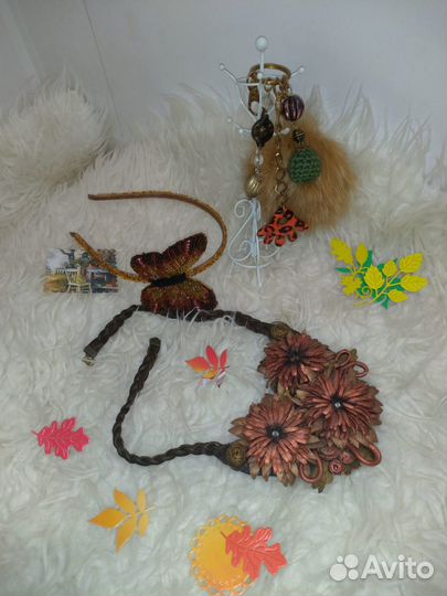 Колье из кожи