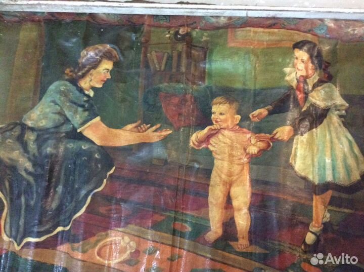 Большой холст-Первый шаг, пионерия,агитация