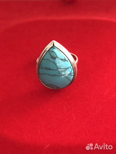 Серебряное кольцо 925 с бирюзой 17,5