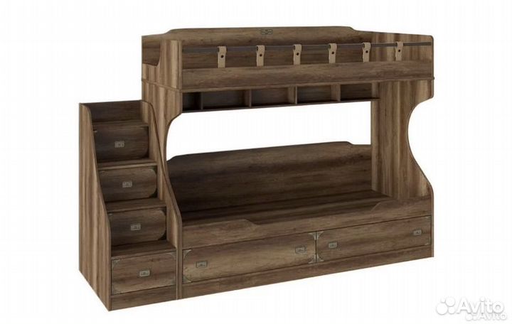 Двухъярусная кровать с приставной лестницей