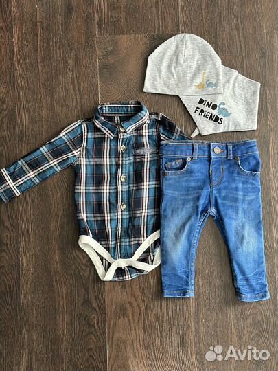 Комплект рубашка и джинсы 6-9 мес
