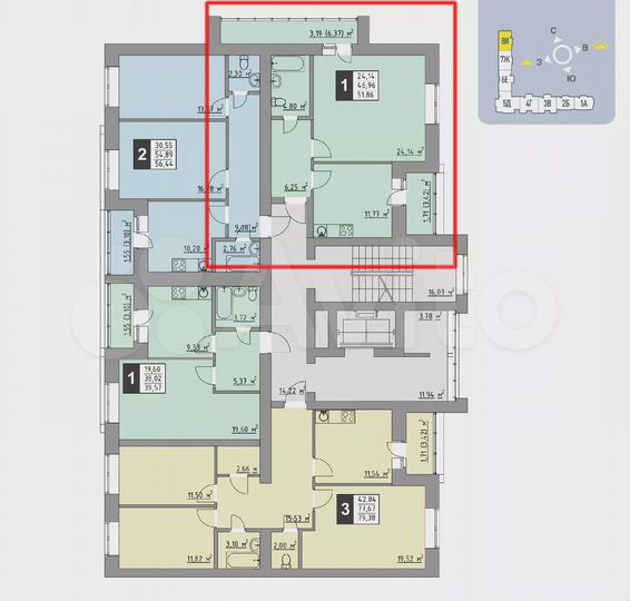 1-к. квартира, 51,9 м², 8/9 эт.