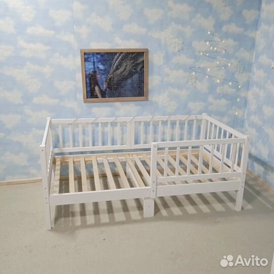 Кроватка Лисенок от 2х лет высокий борт берёза