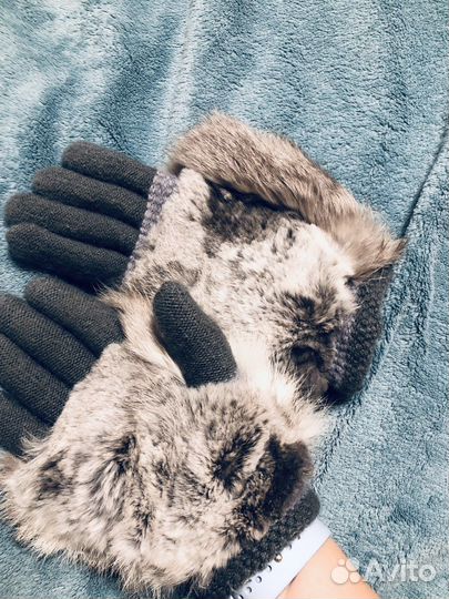 Перчатки с мехом кролика