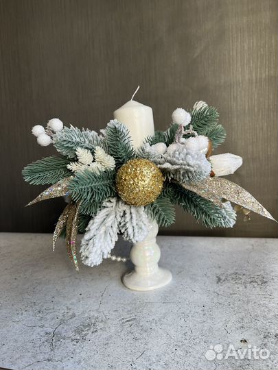 Новогоднее украшение/новогодний декор/подсвечник