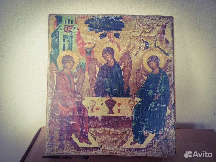 Ручная работа, декупаж икона Святой Троицы