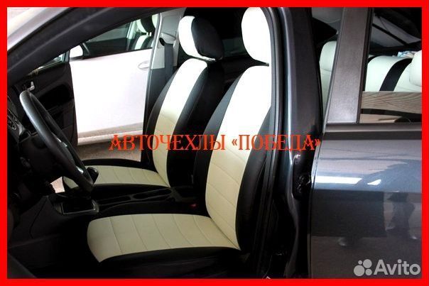 Чехлы Ford Focus 2 из экокожи чёрно-белые Классика