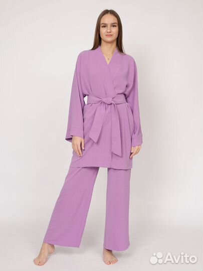 Пижама/ Домашний костюм с кимоно и штанами