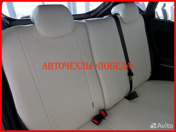 Чехлы Hyundai Solaris 1 Hb из экокожи белые Класси