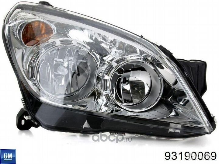 Фара левая Opel Astra H (хром)