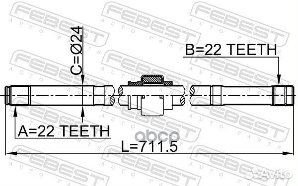 Полуось правая 22x712x22 (nissan almera B10RS